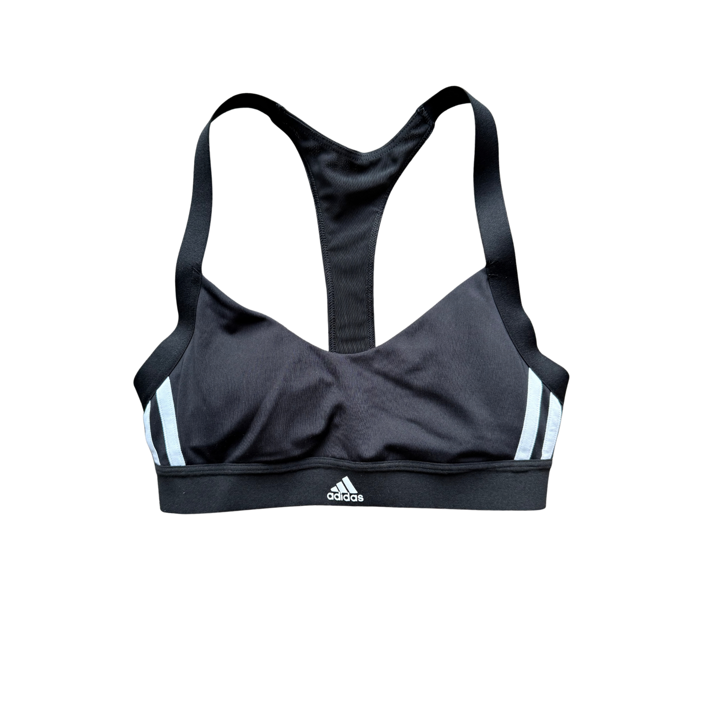 VINTAGE ADIDAS BLACK SPORTS BRA WITH STRIPES