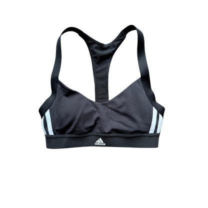 VINTAGE ADIDAS BLACK SPORTS BRA WITH STRIPES
