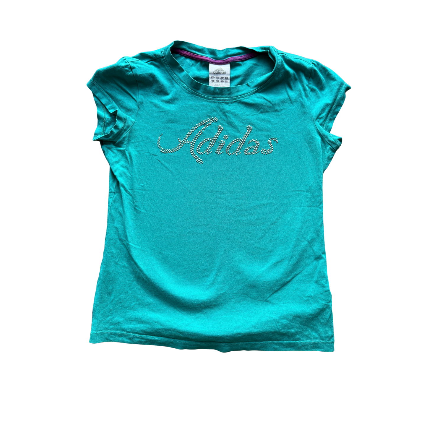 VINTAGE ADIDAS TURQUIOSE T-SHIRT WITH TEXTURED LOGO