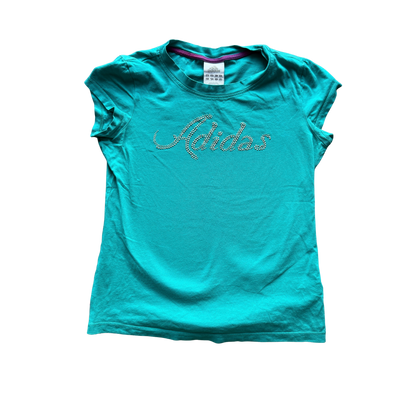 VINTAGE ADIDAS TURQUIOSE T-SHIRT WITH TEXTURED LOGO