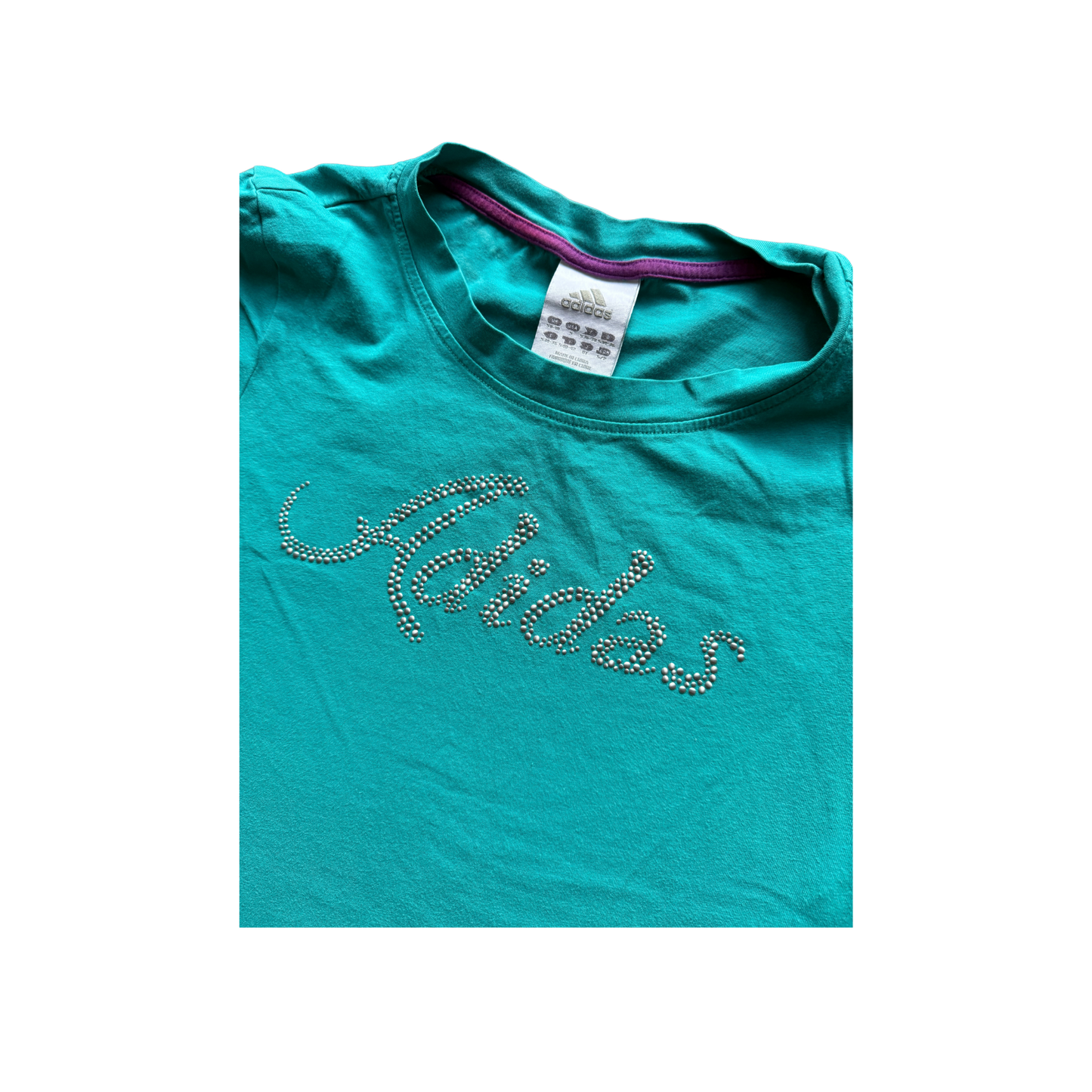 VINTAGE ADIDAS TURQUIOSE T-SHIRT WITH TEXTURED LOGO