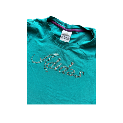 VINTAGE ADIDAS TURQUIOSE T-SHIRT WITH TEXTURED LOGO