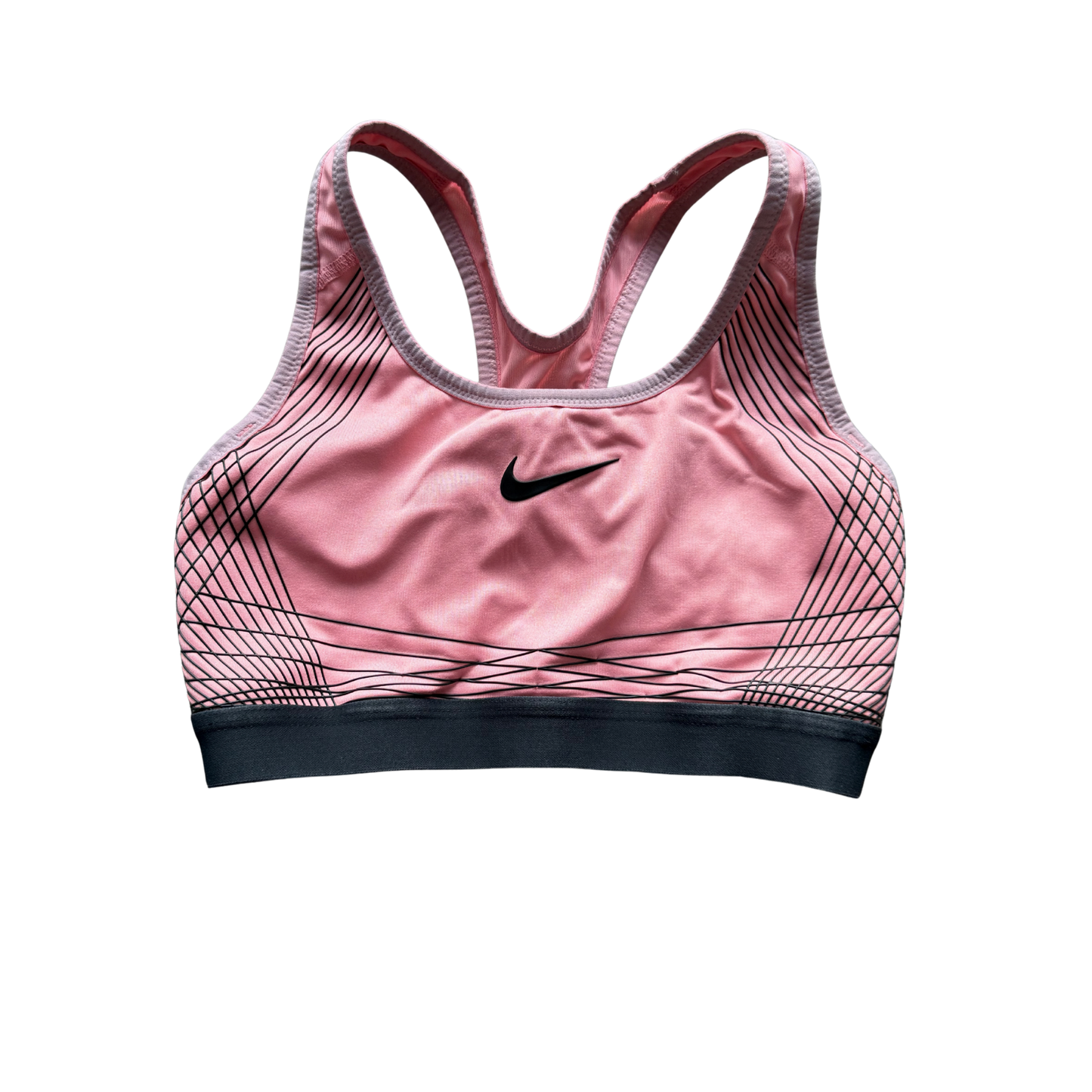 VINTAGE LIGHT PINK SPORTS BRA WITH GRAPHIC LINE DETAILING