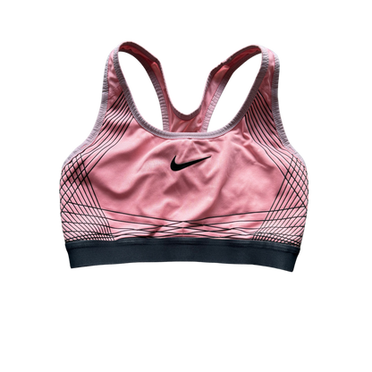 VINTAGE LIGHT PINK SPORTS BRA WITH GRAPHIC LINE DETAILING