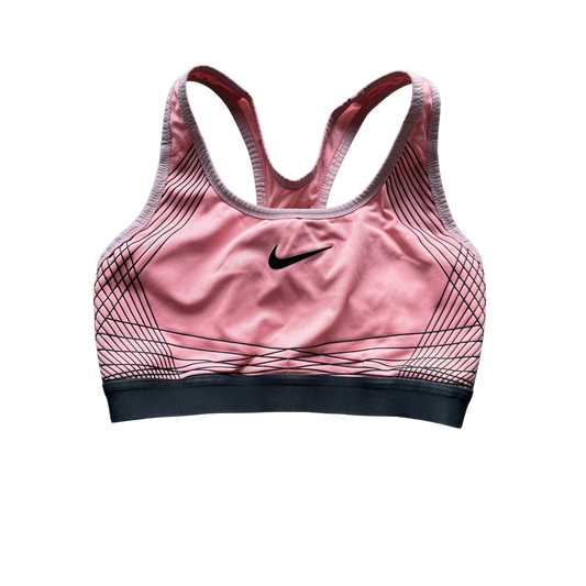 VINTAGE LIGHT PINK SPORTS BRA WITH GRAPHIC LINE DETAILING