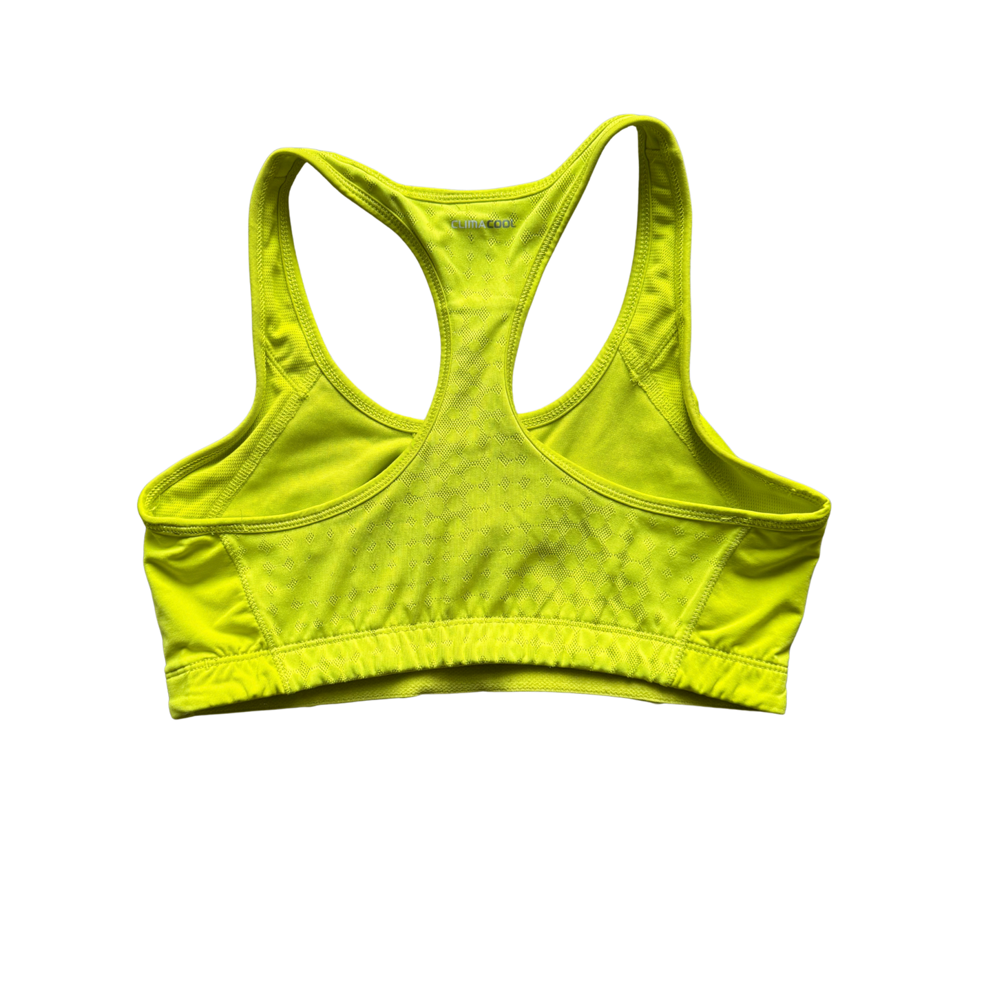VINTAGE ADIDAS NEON YELLOW SPORTS BRA WITH STRIPES