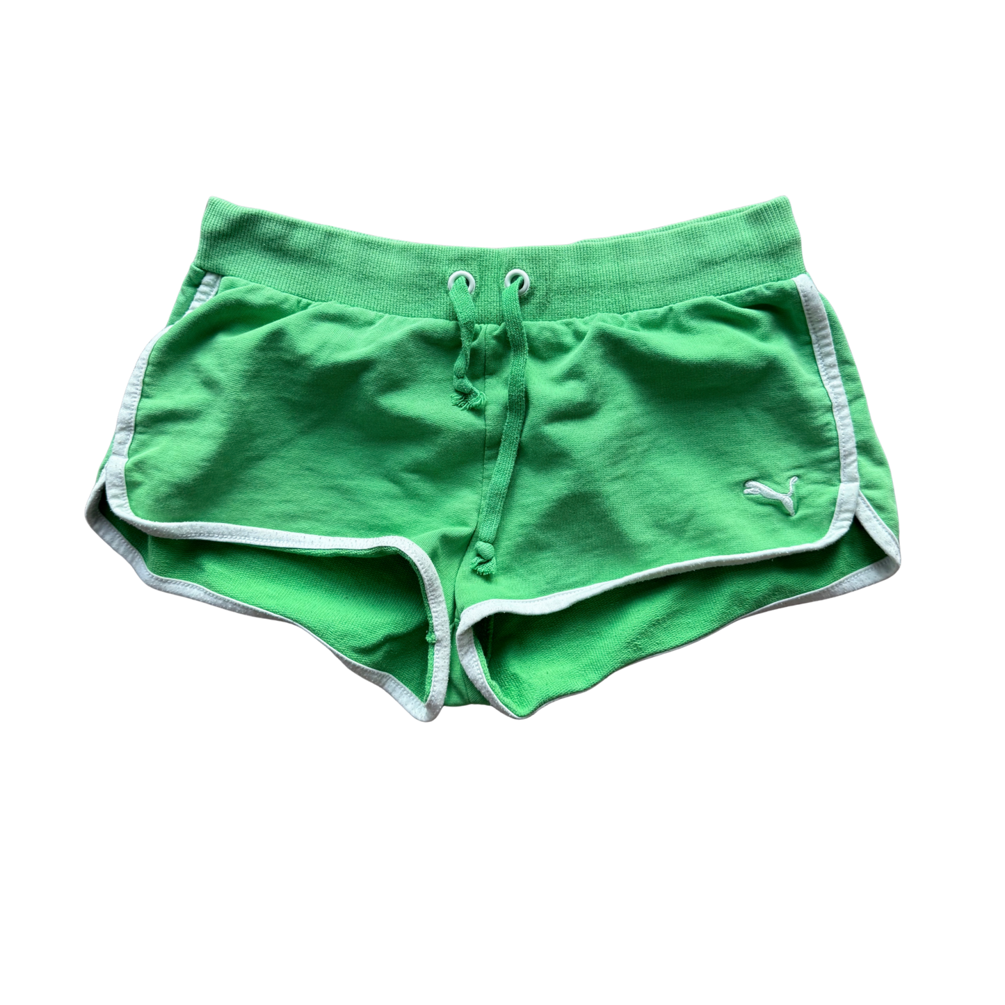 VINTAGE PUMA BRIGHT GREEN LOW-RISE SPORTS SHORTS