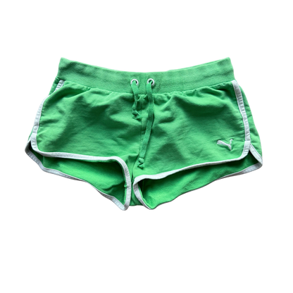 VINTAGE PUMA BRIGHT GREEN LOW-RISE SPORTS SHORTS